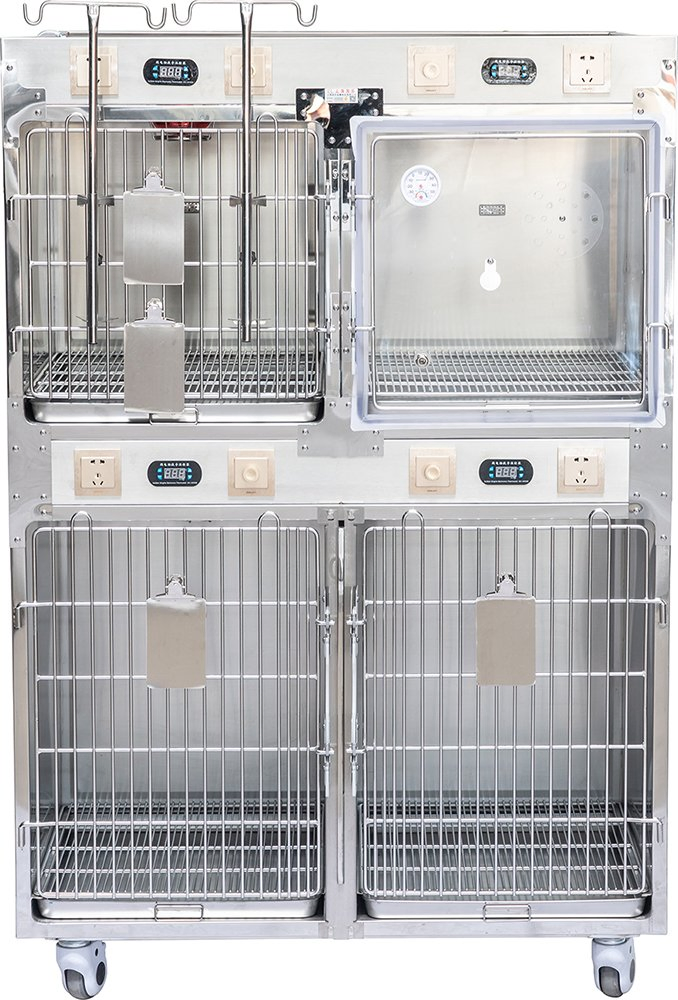 Stainless Steel ICU Treatment Veterinary Animal Pet Incubator Oxygen Heating Cage Dog Cat Animal 6 Sets Cage for Veterinary Hospital/Clinic