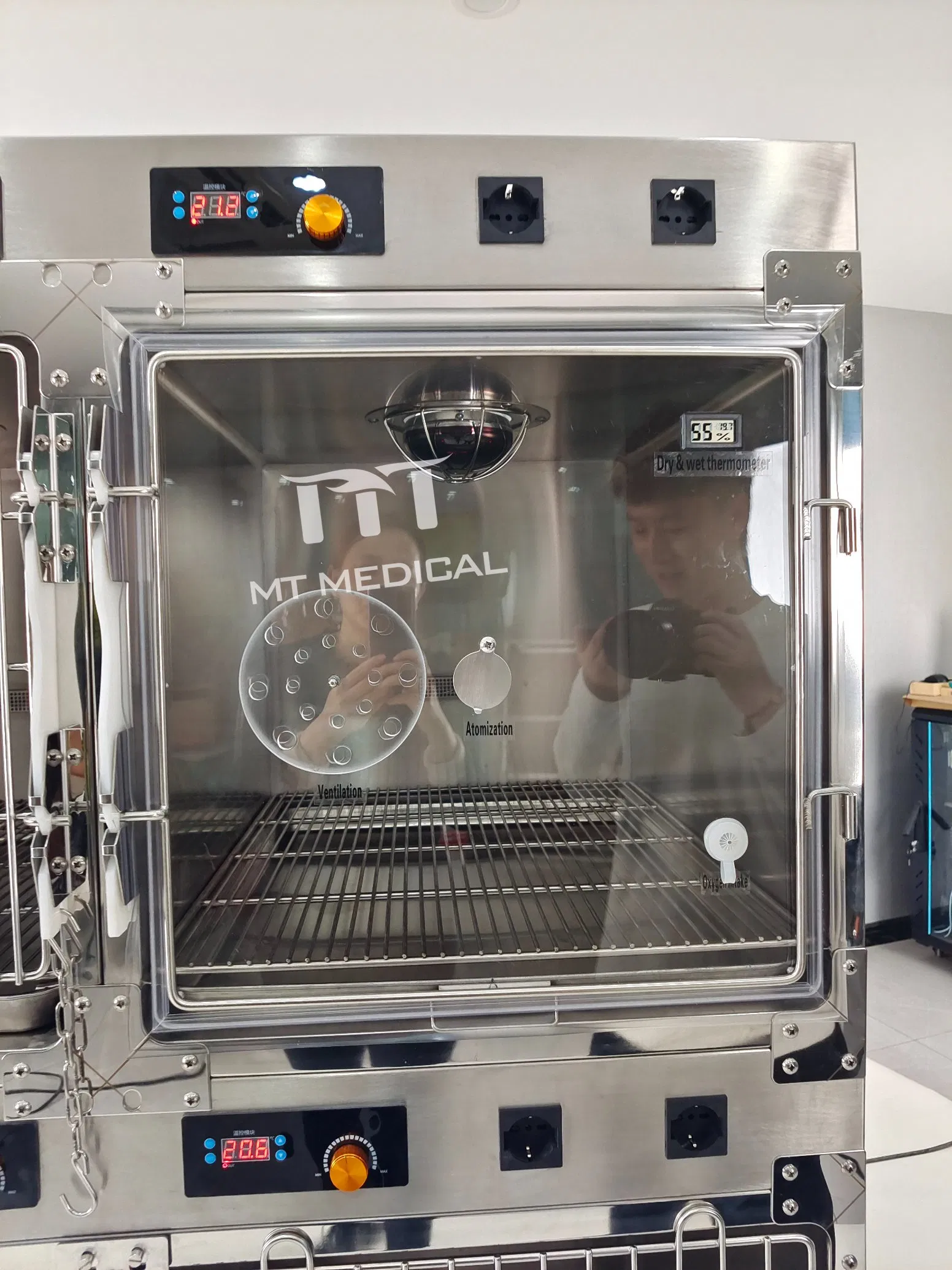 ICU Incubator for Veterinary Intensive Care Unit Stainless Steel Oxygen Cage Puppy Pet ICU Cage