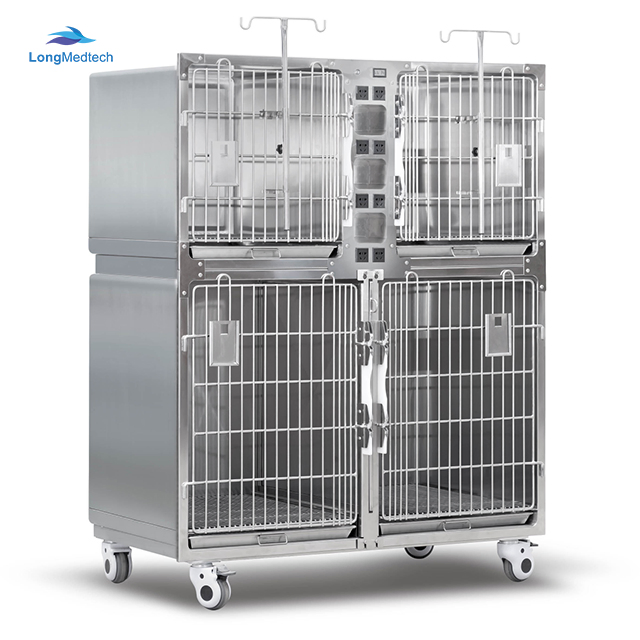 Pet Veterinary Clinic Stainless Steel 304 Dog ICU Infrared Oxygen Chamber Cage