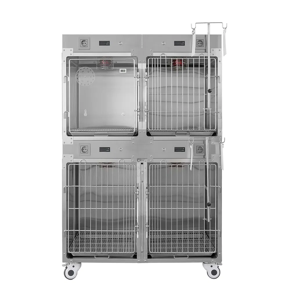 China Manufacturer Hospital Clinic Stainless Steel Veterinary Pet Isolation Infrared Warming ICU Cage for Animals Dog Oxygen Therapy Cage Price