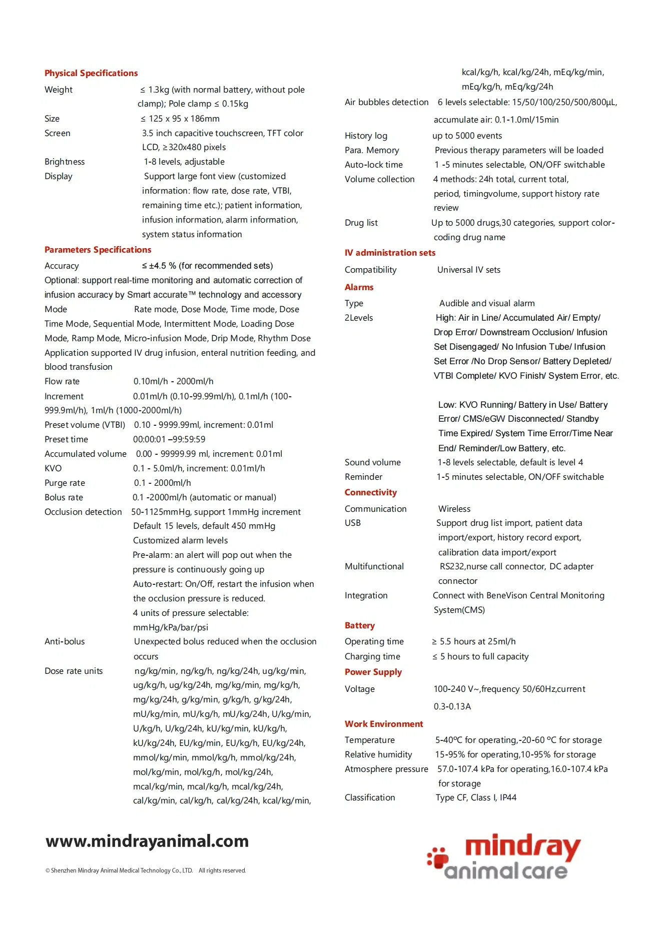 Veterinary Infusion Pump Specification 2