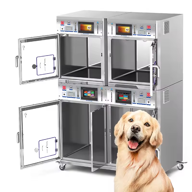 Hospital ICU Intensive Care Unit Stainless Steel Veterinary Cages Vet Oxygen Cage for Dog Cat Vet Clinic Canil ICU Cage