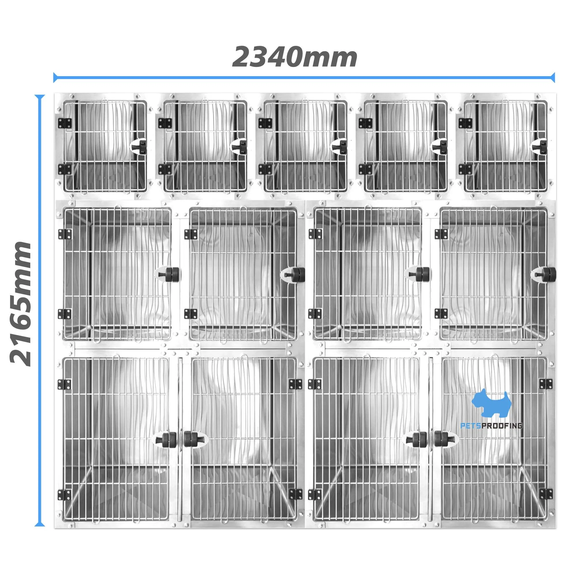 Petsproofing Pet Store Cage Veterinary Clinic Cage for Dogs Cats Steel Modular ICU Kennel