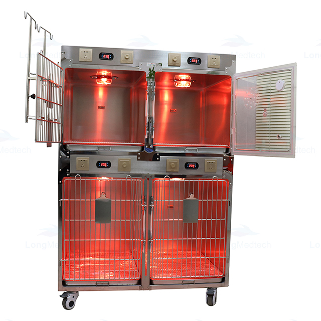 Pet Veterinary Clinic Stainless Steel 304 Dog ICU Infrared Oxygen Chamber Cage