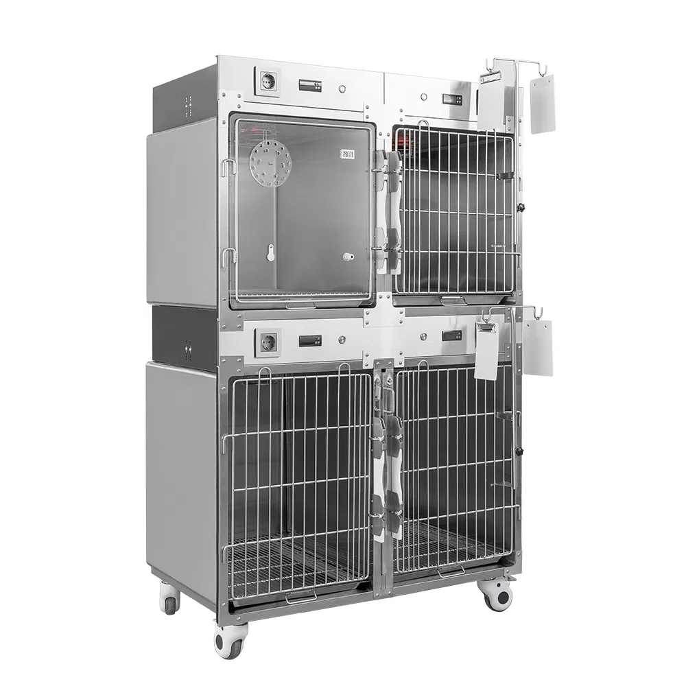 China Manufacturer Hospital Clinic Stainless Steel Veterinary Pet Isolation Infrared Warming ICU Cage for Animals Dog Oxygen Therapy Cage Price