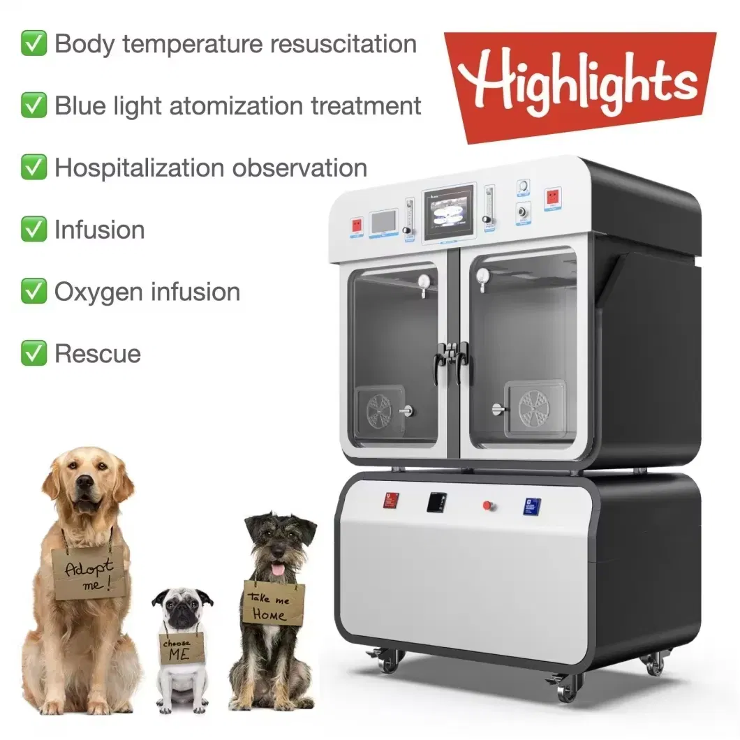 ICU Hospital Stainless Steel Pet Cage Veterinary ICU Cage Veterinary Oxygen Cage