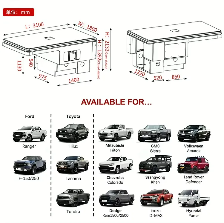 Adventure Aluminum Pickup Truck Campervan