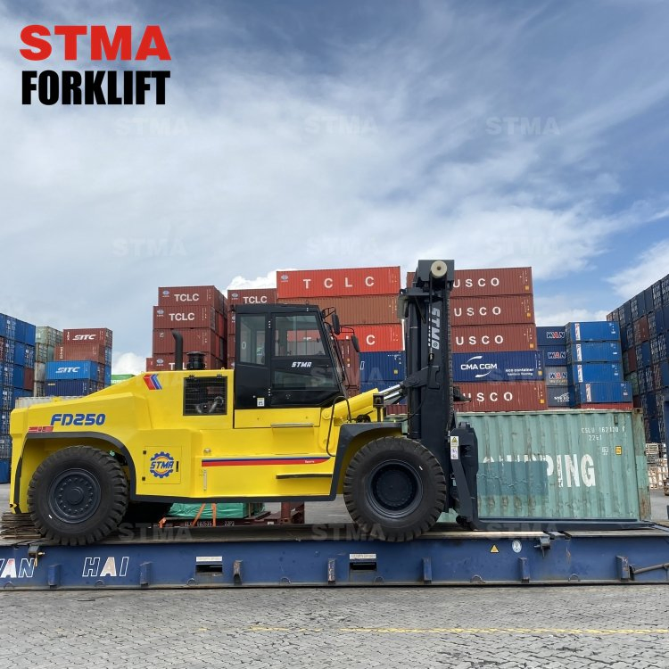 Stma 25 Ton High Capacity Heavy Duty Forklift Truck with Coil RAM for Steel Factory Work 50000 Lbs
