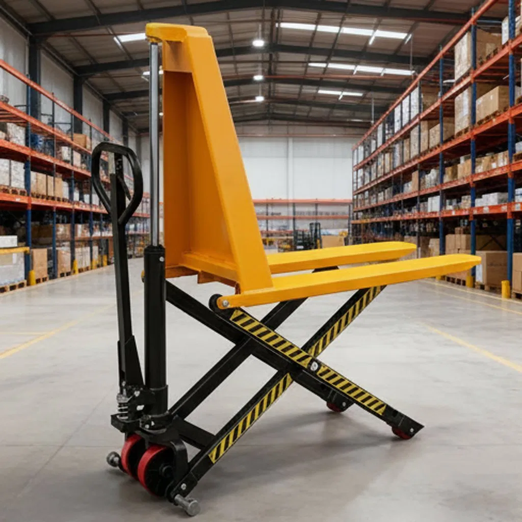 Manual High Lift Pallet Truck with Hydraulic Scissor Lift for Heavy Duty Work