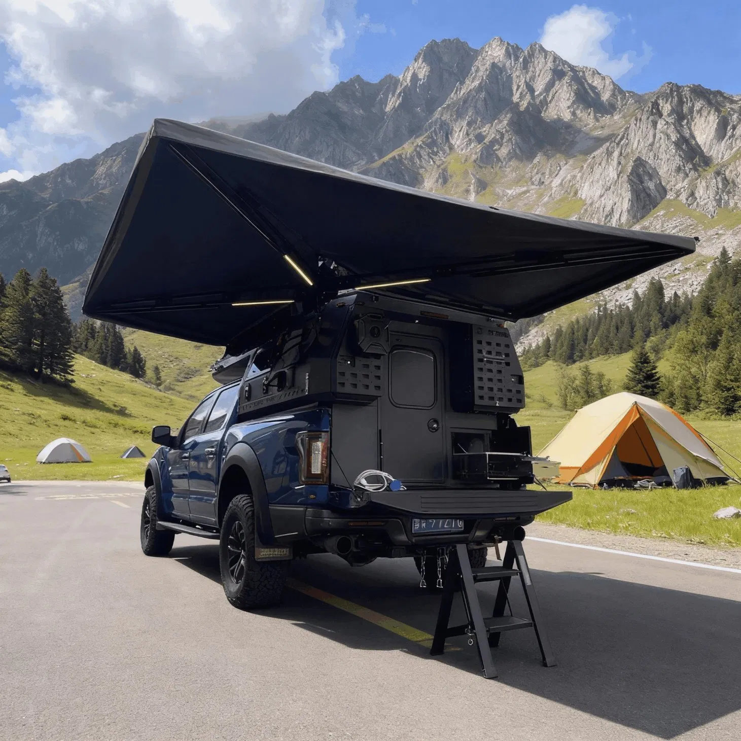 Adventure Ready Pop up Truck Camper Featuring Large Gear Storage and Rack Options