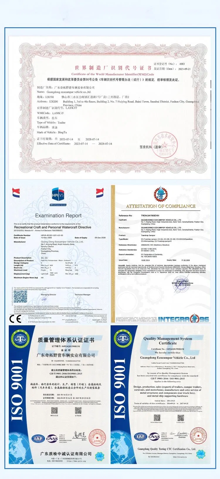 Compliance and Quality Certificates
