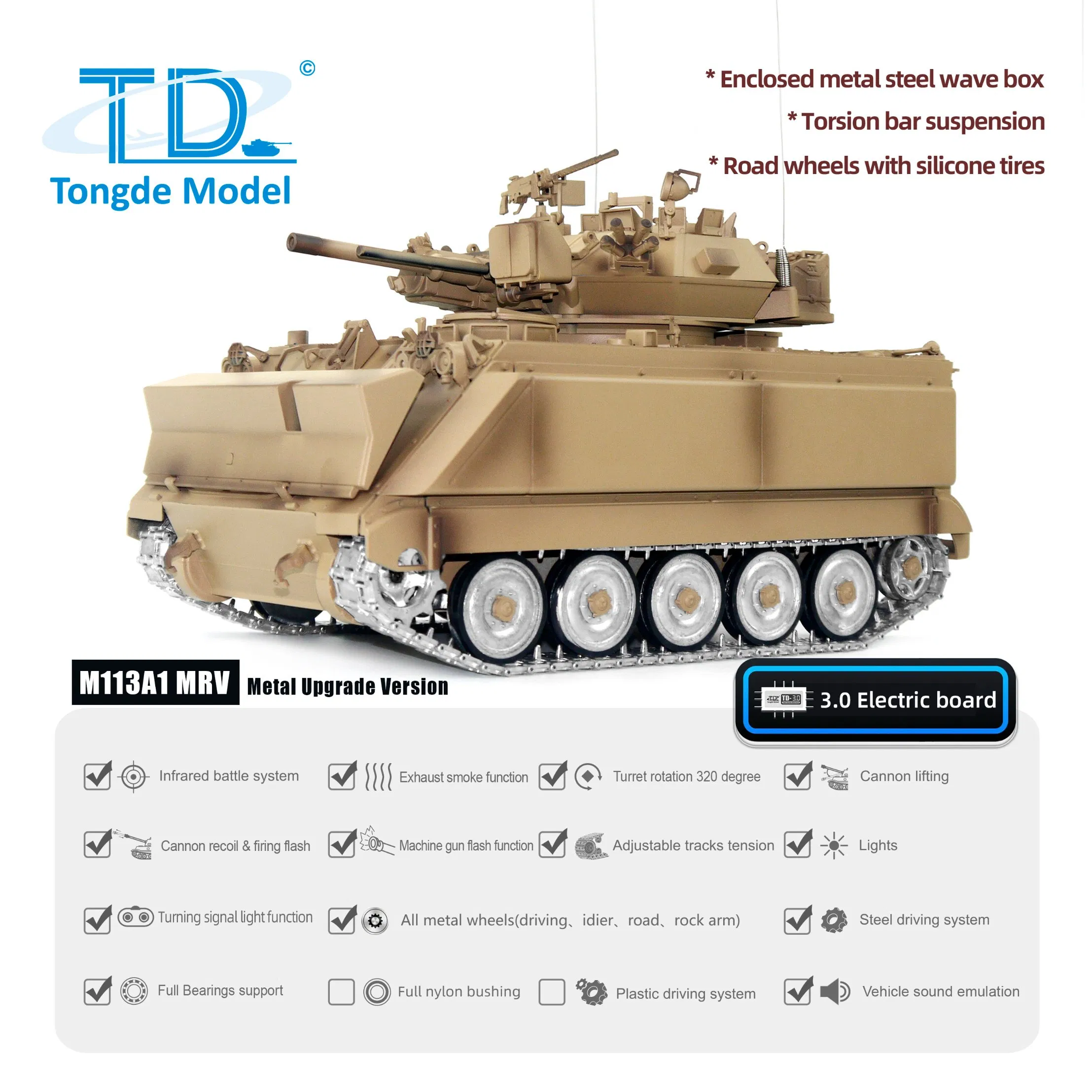 M113A1 Medium Reconnaissance Vehicle Metal Upgraded Version 2.4GHz Radio Controlled Battle Model