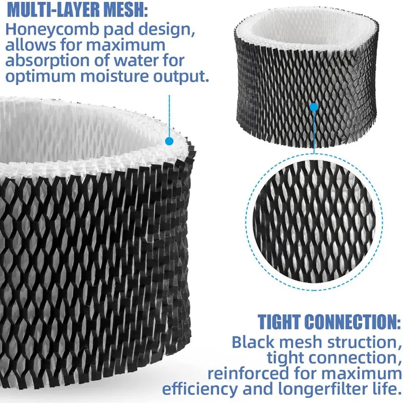 Humidifier filter roll materials
