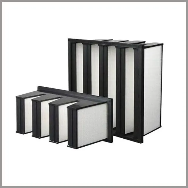 OEM High efficiency 2V 3V 4V 5V 6V cell plastic frame W shape ventilation filter HVAC system HEPA filter Air Conditioning V Bank Filter Factories, Exporters
