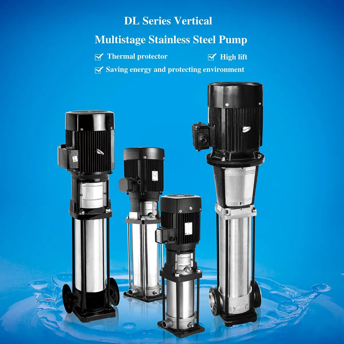 YUEHUA Stainless Steel Electric Industrial High Pressure Inline Vertical Multistage Irrigation Fire Surface Water Centrifugal Pump