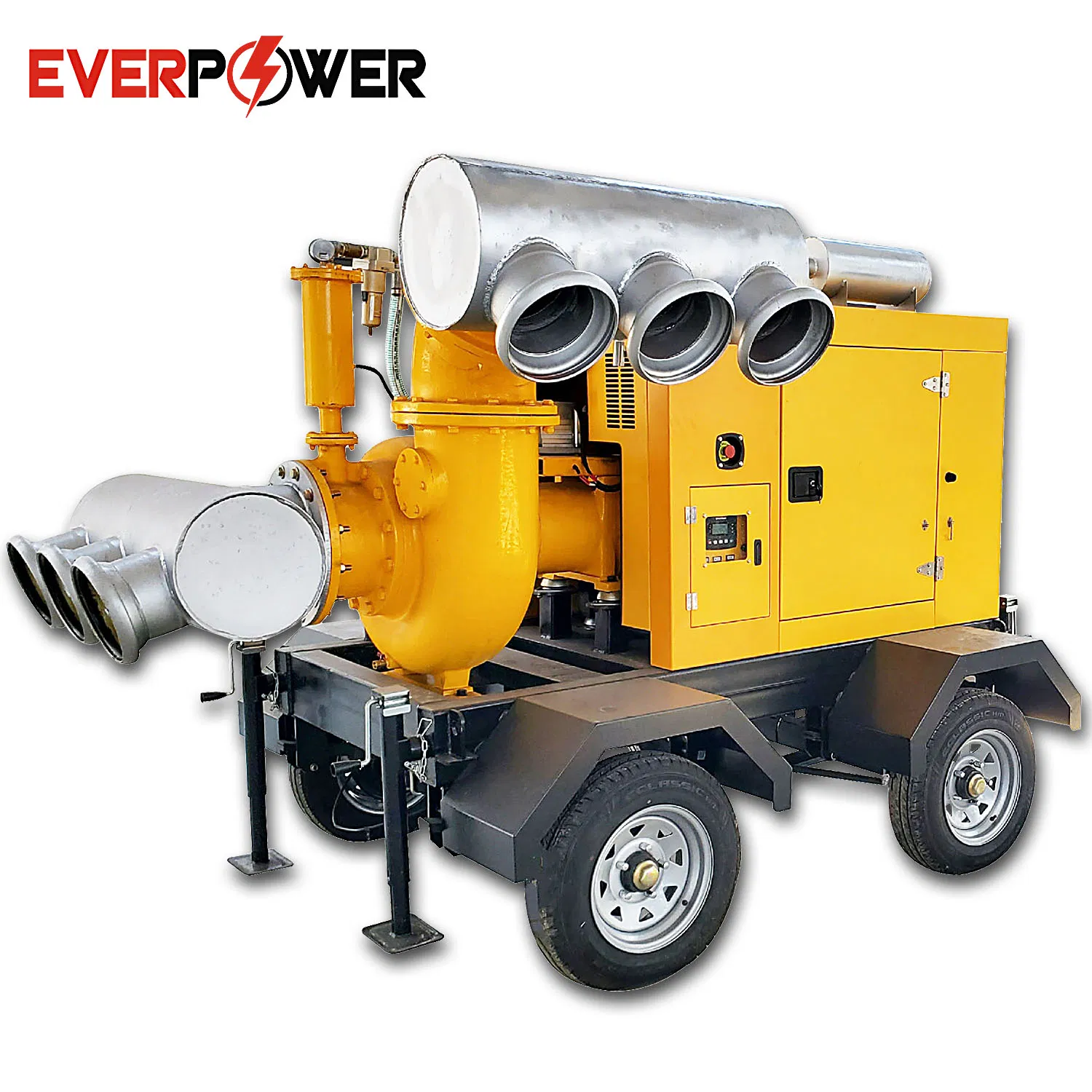 6 Inch 8 Inch 10 Inch 12 Inch Large Flow Self-Priming Drainage Centrifugal Fire-Fighting Irrigation Slurry Mobile Diesel Water Pump with Two Four Wheel Trailer