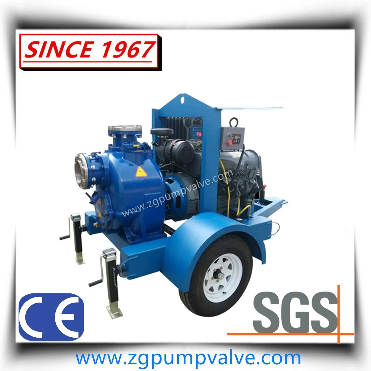 8 Inch T&U Series American Technology Diesel Engine Non-Clogging Stainless Steel Self Priming Centrifugal Pump for Irrigation/Fire-Fighting with Movable Trailer