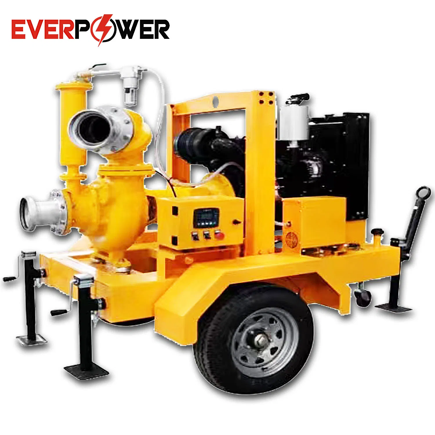 6 Inch 8 Inch 10 Inch 12 Inch Large Flow Self-Priming Drainage Centrifugal Fire-Fighting Irrigation Slurry Mobile Diesel Water Pump with Two Four Wheel Trailer