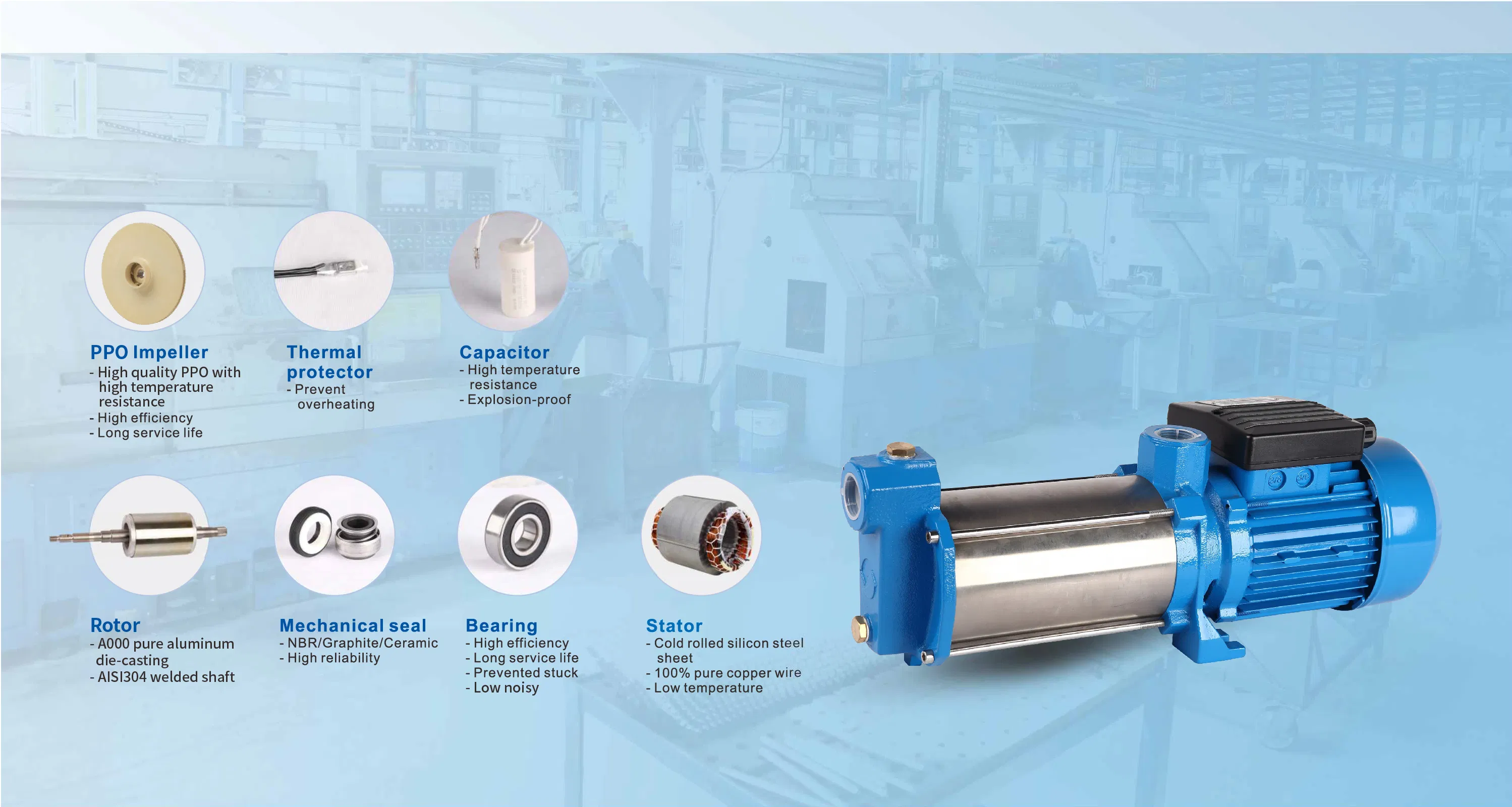 PPO Impeller Horizontal Multistage Centrifugal Pump for Fire-Fighting System