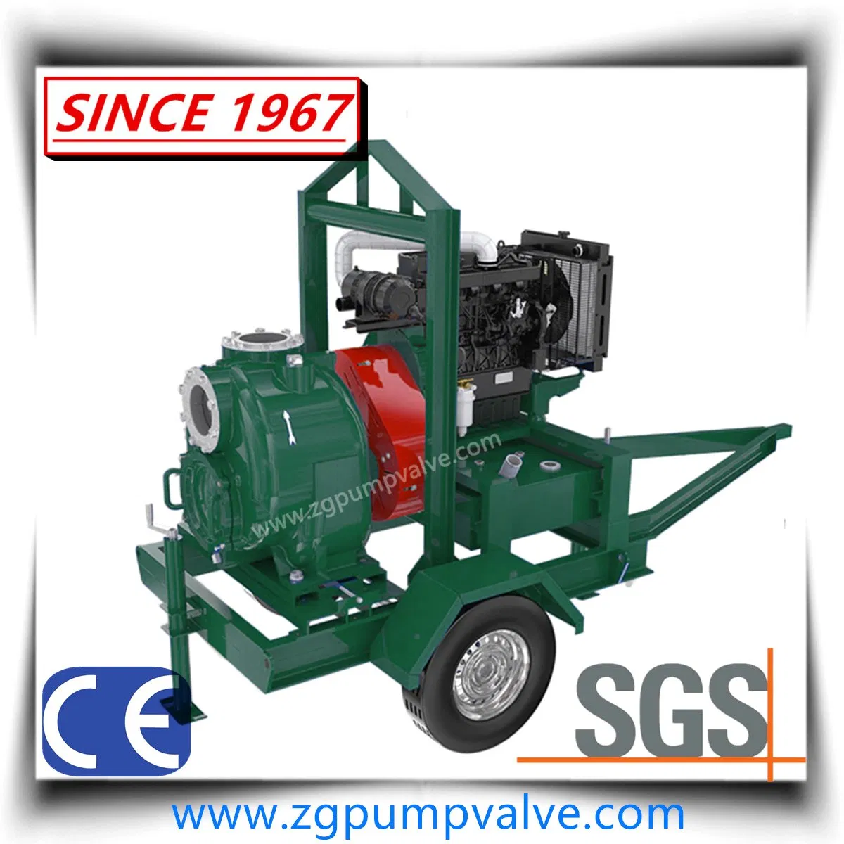 8 Inch T&U Series American Technology Diesel Engine Non-Clogging Stainless Steel Self Priming Centrifugal Pump for Irrigation/Fire-Fighting with Movable Trailer