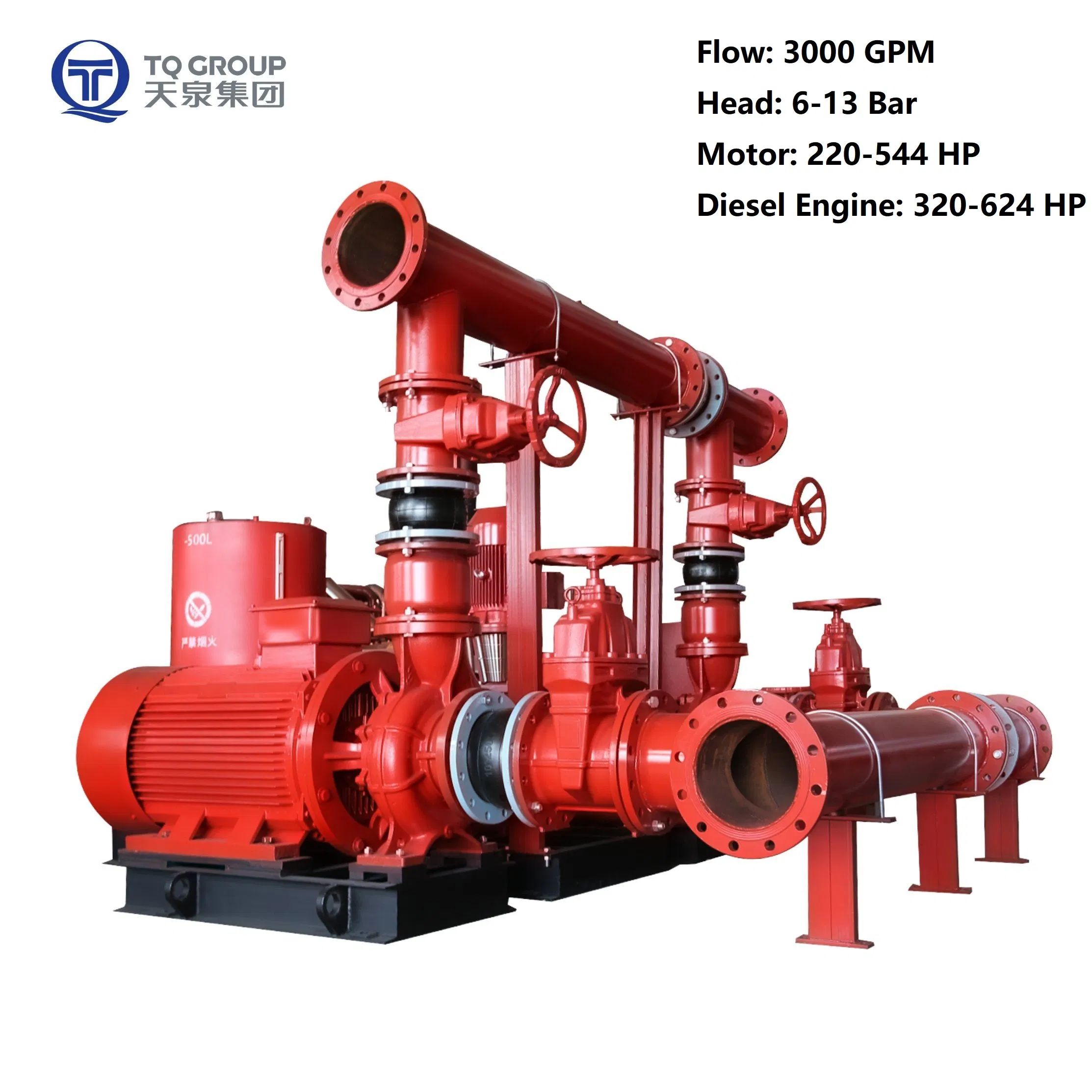 3000gpm 6-13bar High Pressure Skid Mounted Fire Pump System with Double Suction Pump