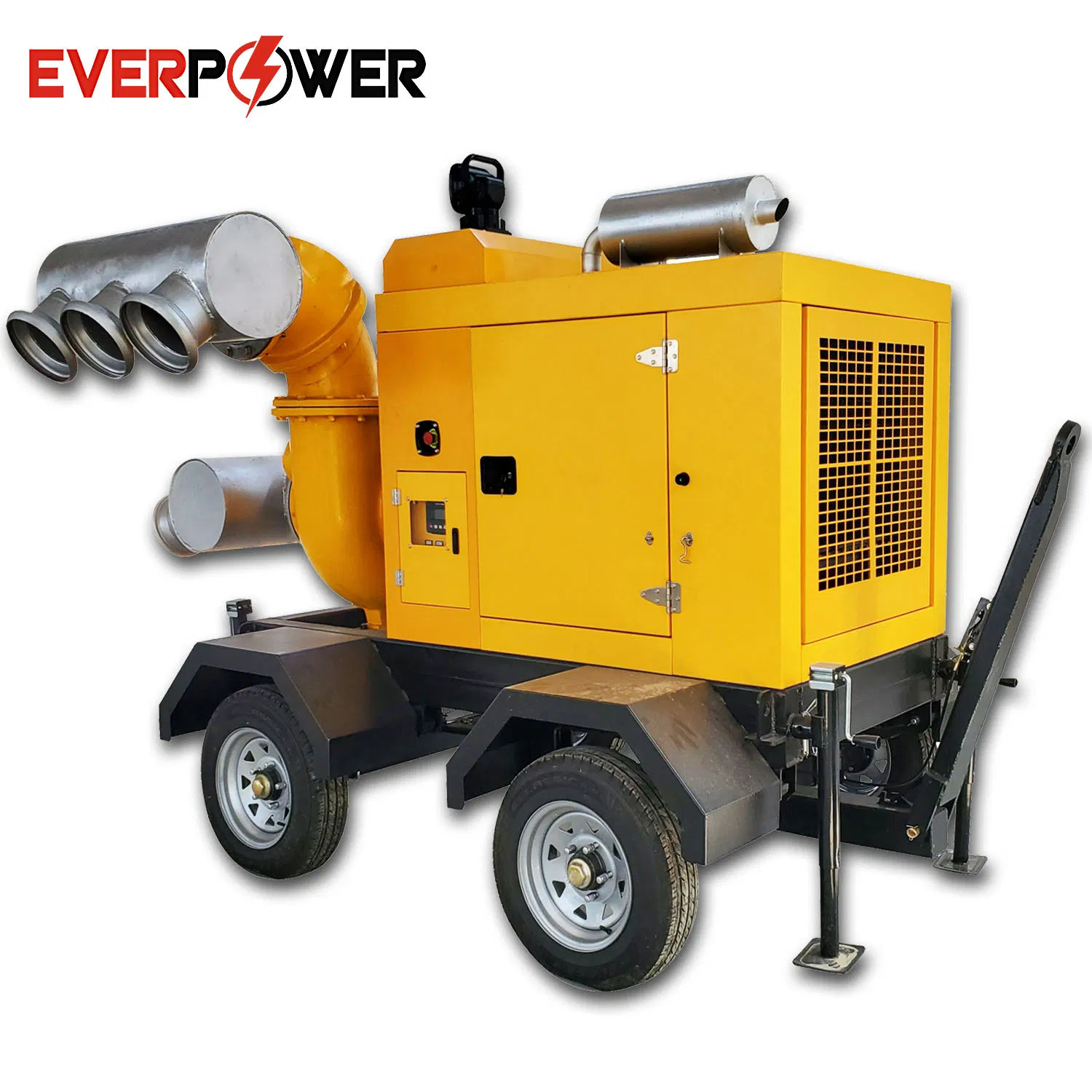 6 Inch 8 Inch 10 Inch 12 Inch Large Flow Self-Priming Drainage Centrifugal Fire-Fighting Irrigation Slurry Mobile Diesel Water Pump with Two Four Wheel Trailer