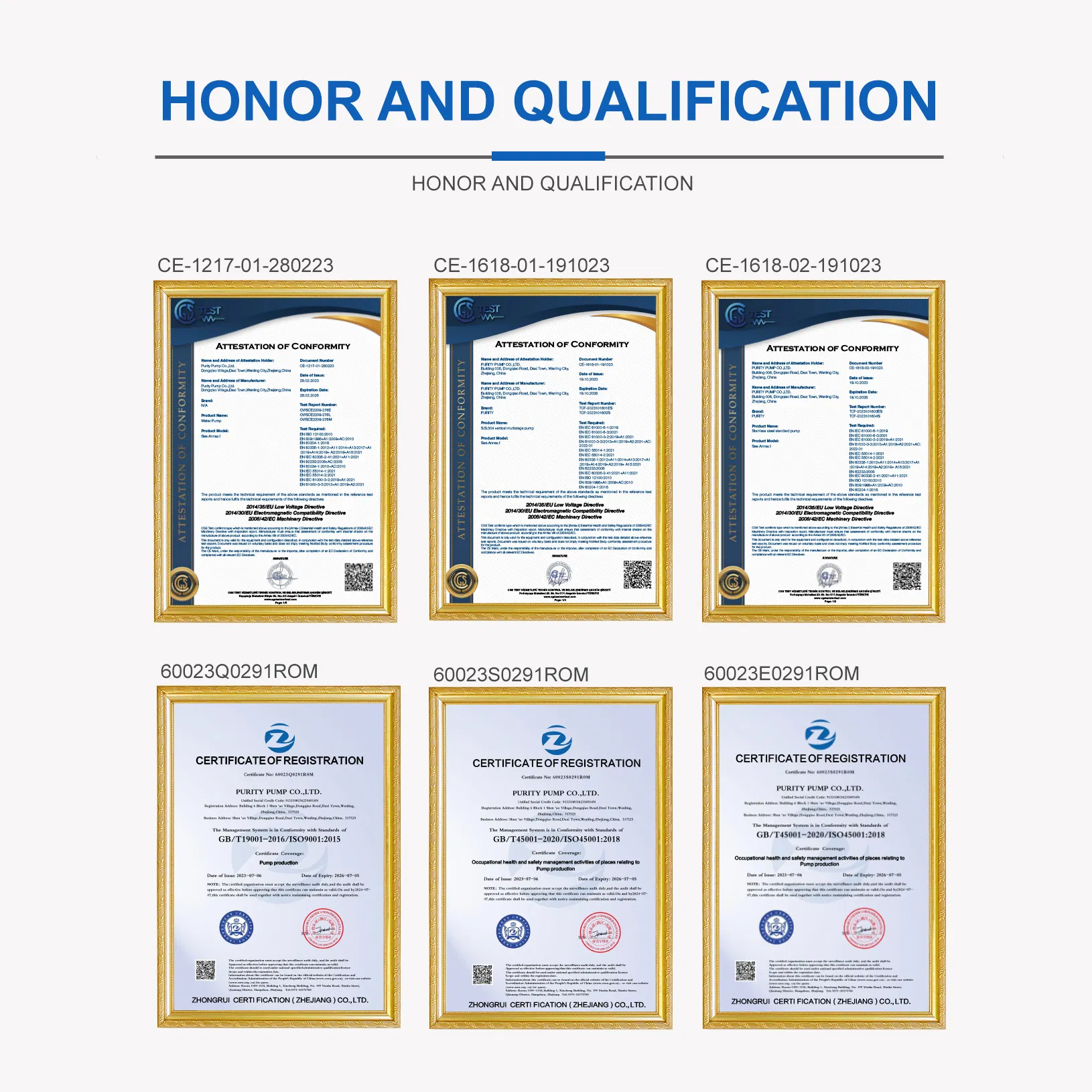 Quality Certificates