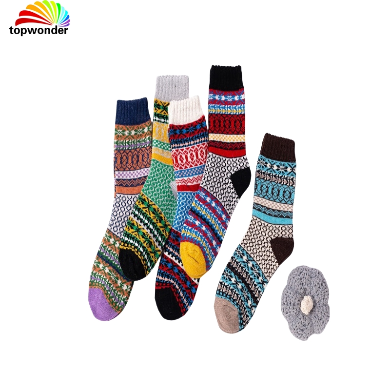 Personalize e Atacado Meia Térmica Vintage Grossa de Inverno em Muitas Cores e Designs