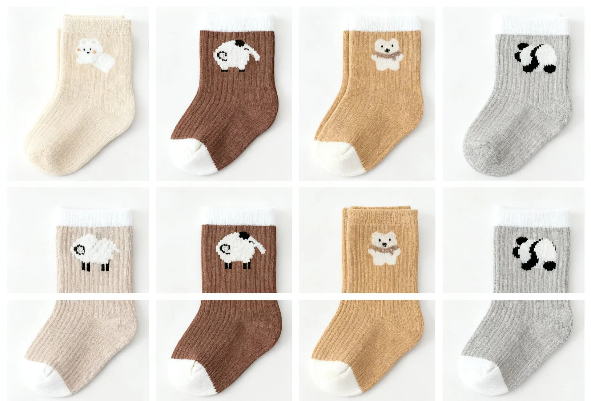 2026 Nova Chegada Descartável Atacado Personalizado Bebê Pegada Esportiva Antiderrapante 100% Algodão Animal Vermelho Marrom Branco Lattice Meias para Crianças