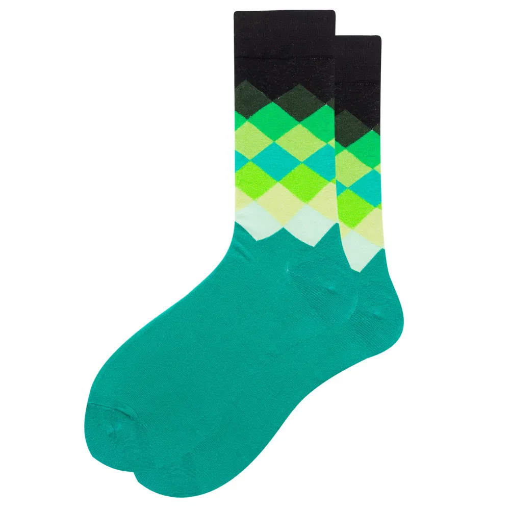 Meias de Moda Felizes Personalizadas Coloridas de Algodão e Bambu Elegantes e Frescas para Homens, Meias de Vestir para Homens