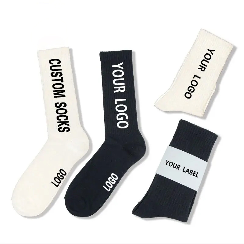Mockup Grátis Baixo MOQ Meias de Algodão Masculinas Personalizadas Logo de Personagem Colorido