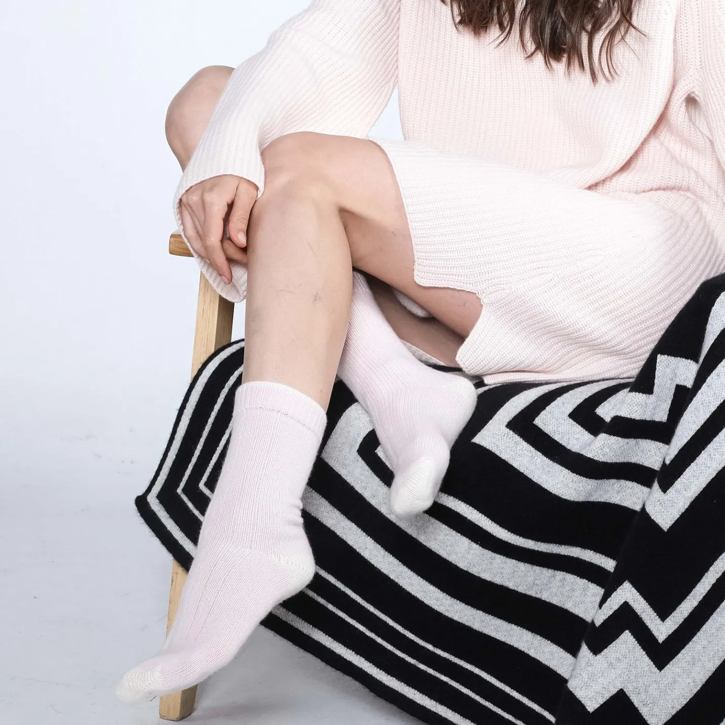 Meias de Cama de Lã Merino / Cashmere Bicolor Acessórios de Vestuário