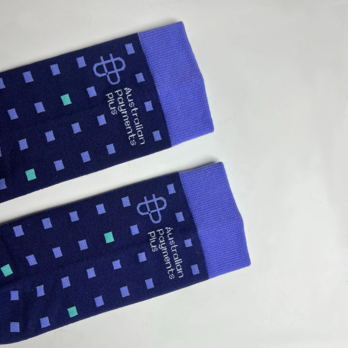 Meias de Algodão com Padrão de Pontos em Azul Marinho, Personalizadas para Negócios, Casuais e para Vestir até o Meio da Panturrilha