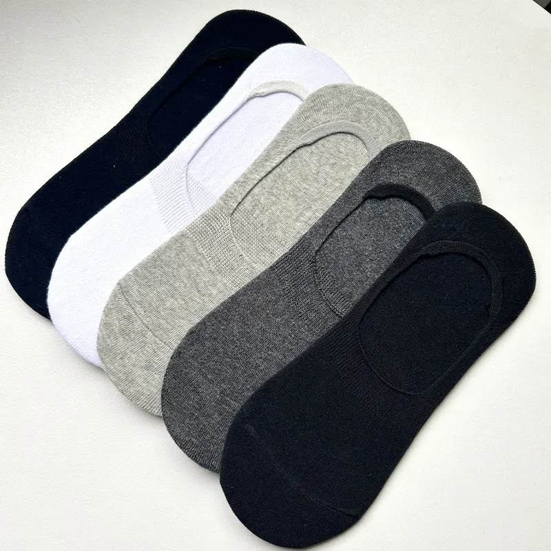 Meias de barco invisíveis de silicone antiderrapantes para homens de verão, meias de algodão respiráveis até o tornozelo