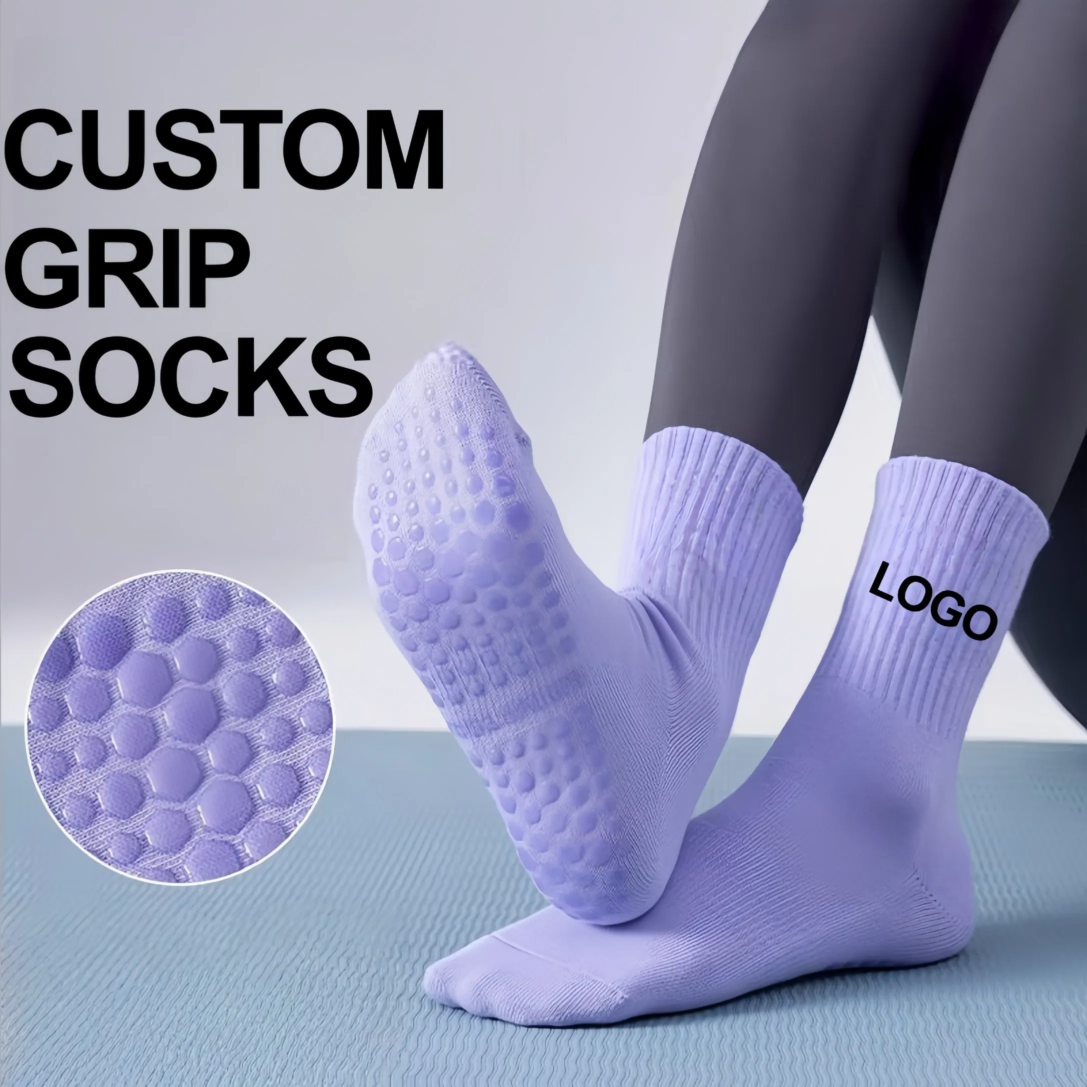 Meias de Pilates para Mulheres com Grip Personalizado e Embalagem Personalizada, Antiderrapantes