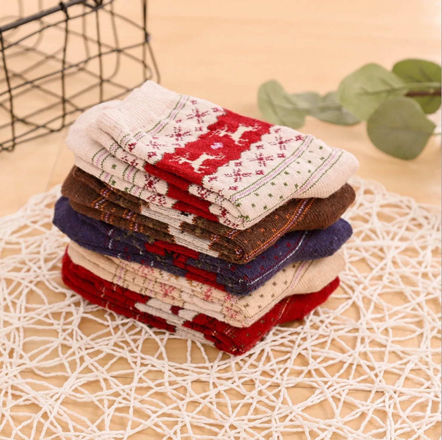 Meias de Lã de Coelho Fawn para Mulheres; Meias de Inverno e Outono, Meias de Cervo Femininas, Presentes de Natal para Manter Aquecido 1pairs/Pack