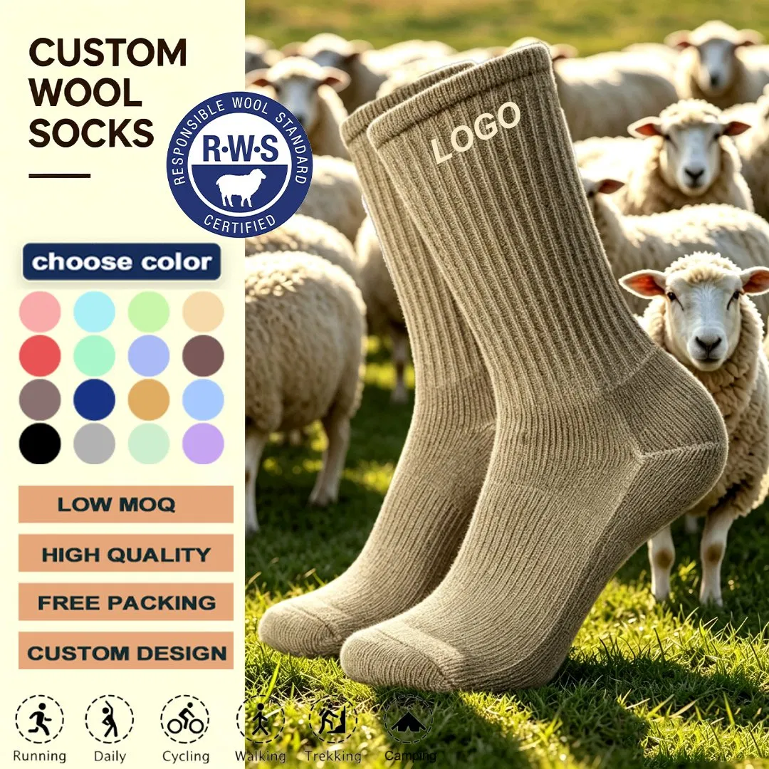 Brand Merino Wool Socks Sweat Repel Shock Cushion Ski Outdoor Winter Sports Socks