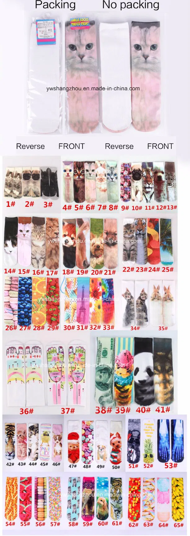 Venda Quente Europa Emoji 3D Meias de Moda com Estampa de Animais Digitais Semi Altas