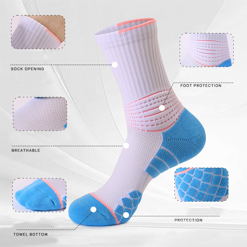 Meias Esportivas Masculinas Atacado Meia-Calf Basquete Toalha Corrida