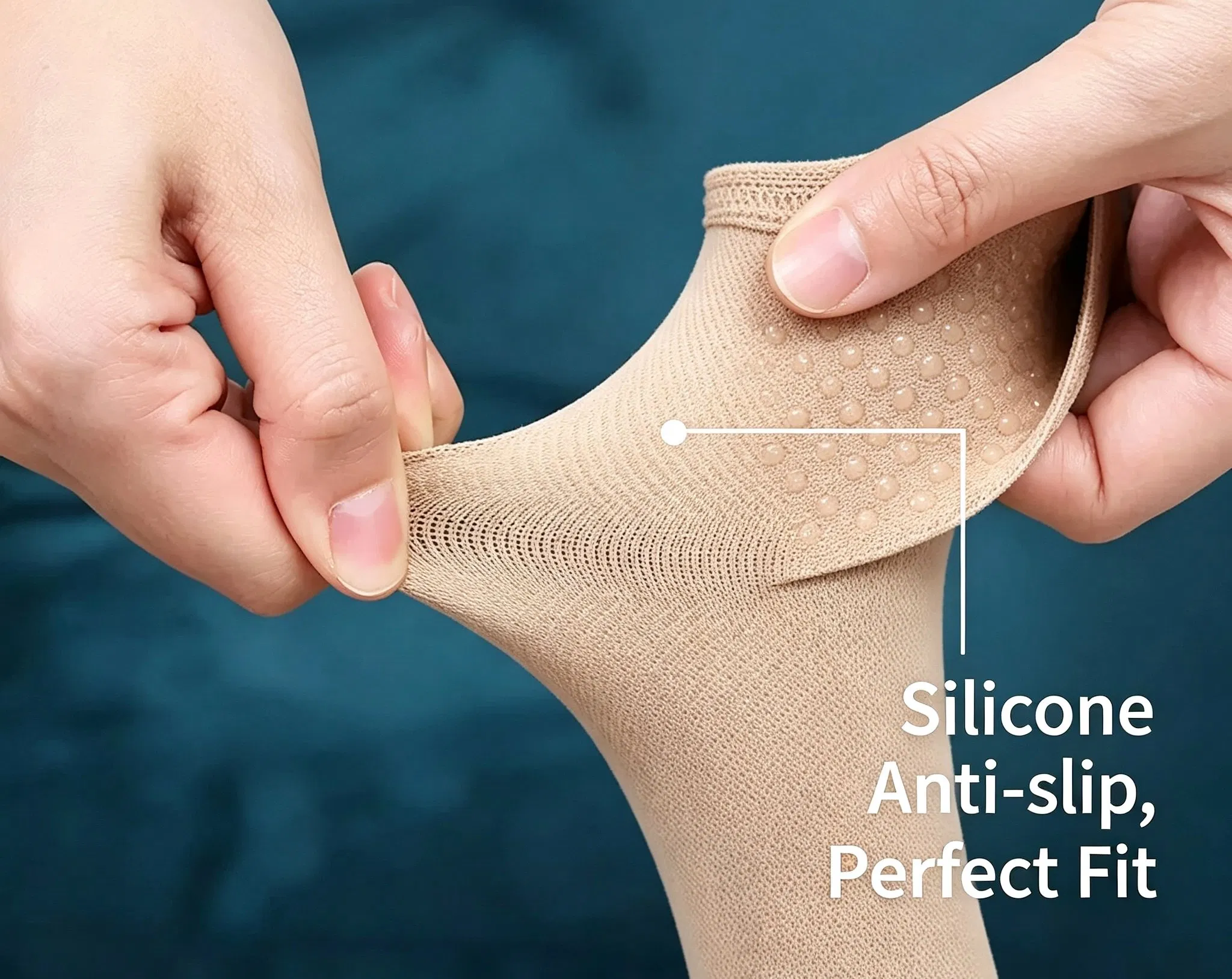 Meias de Compressão Médica Personalizadas Antiderrapantes de Silicone até a Coxa para Suporte em Varizes
