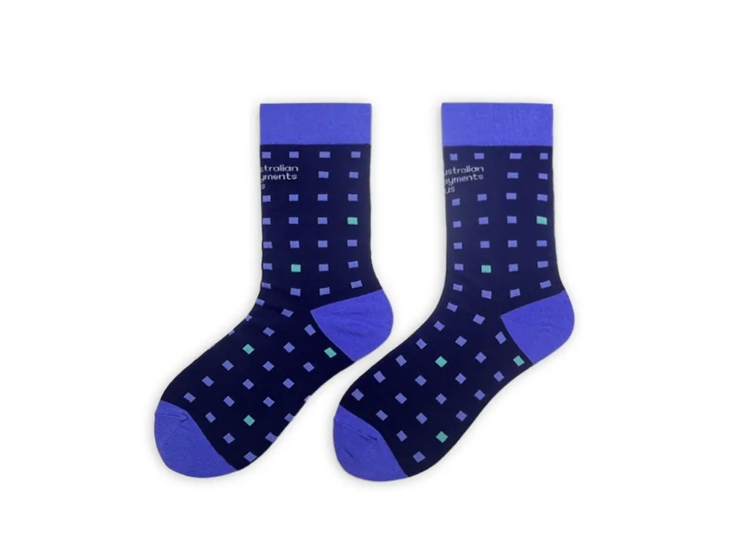 Meias de Algodão com Padrão de Pontos em Azul Marinho, Personalizadas para Negócios, Casuais e para Vestir até o Meio da Panturrilha