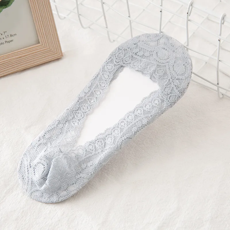 Meias de Seda de Gelo para Mulheres, Finas de Algodão, com Boca Rasa, Invisíveis, com Renda para o Verão