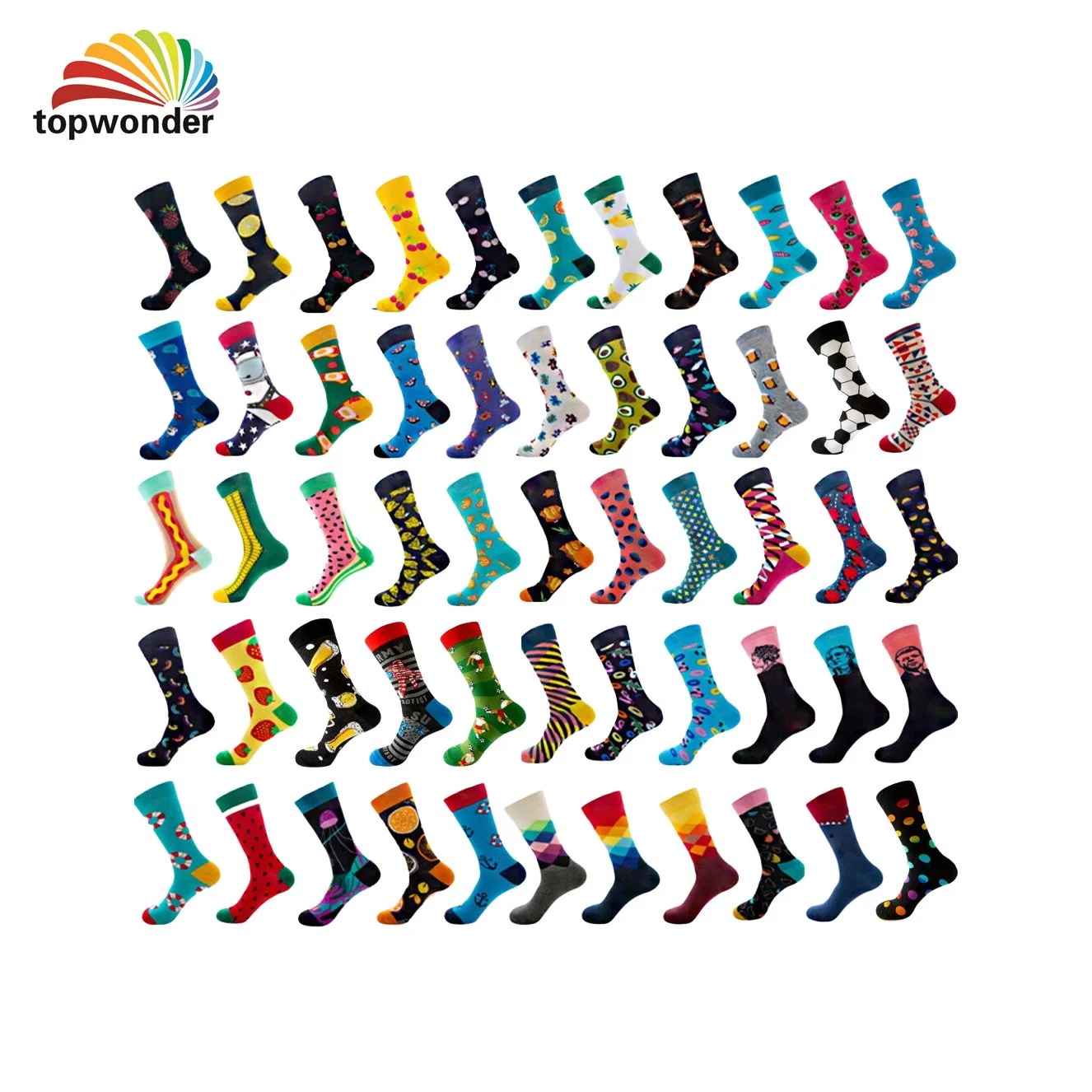 Atacado e Personalize Meias de Vestuário Coloridas e Felizes em Todos os Designs e Tamanhos a Preços Baixos