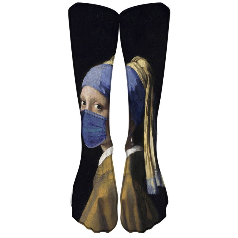 Meias Engraçadas Femininas 3D Meias de Animal Impressas, Meias de Gato, Cachorro, Pata de Tigre, Meias Casuais Felizes de Moda, Meias Altas