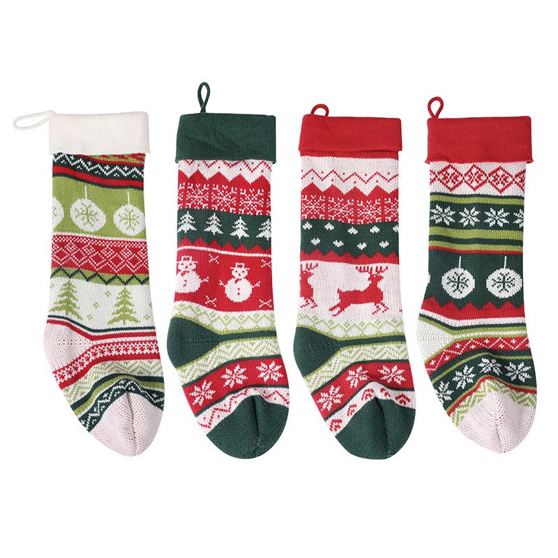 Presentes de tricô para crianças, meias de Natal