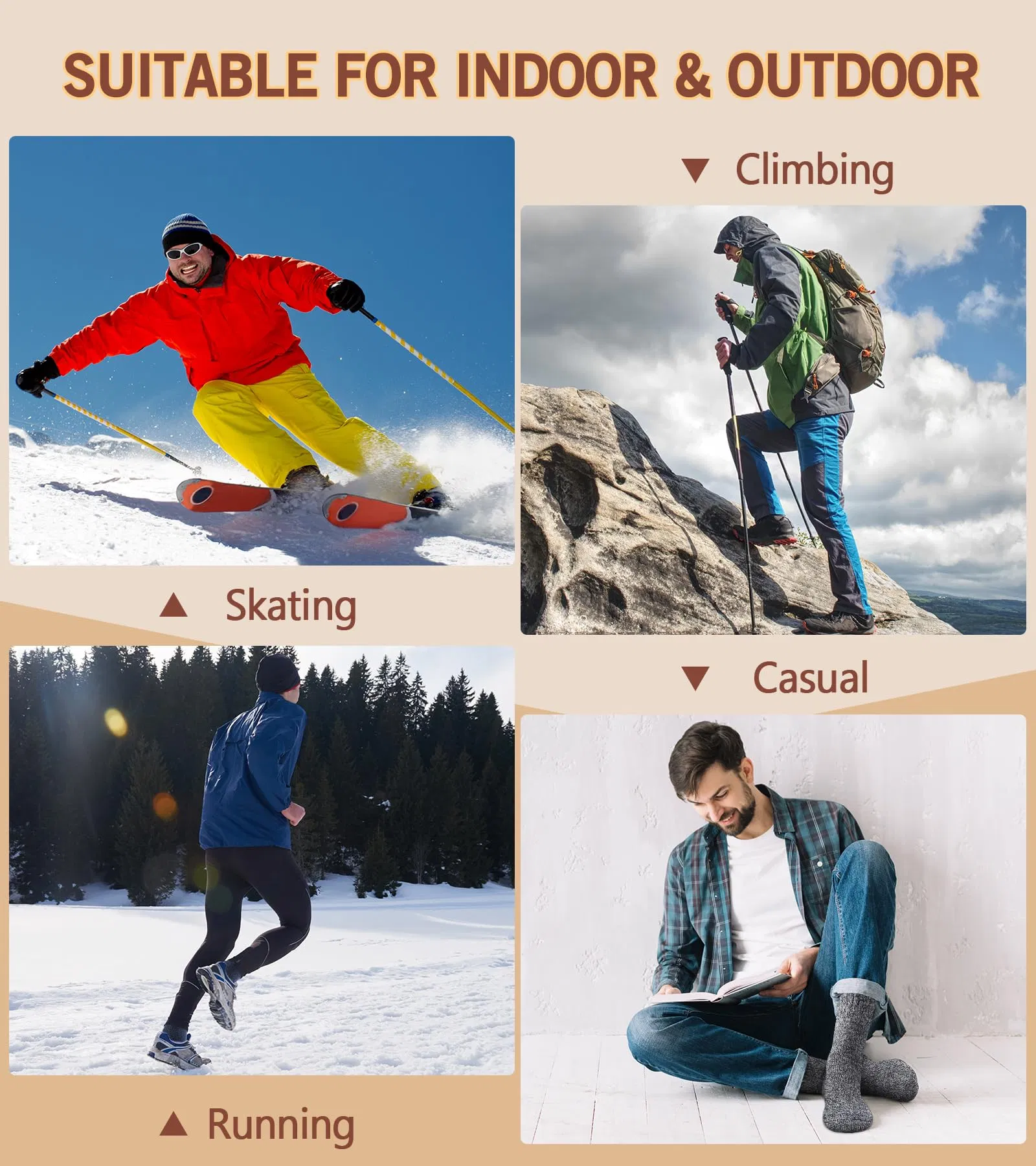 Meias de Lã de Alta Qualidade Ultra Macias Quentes Respirável Confortáveis Meias de Inverno, Meias de Caminhada Macias Casuais para Homens Meias Térmicas Crew de Algodão Meias de Cano Médio