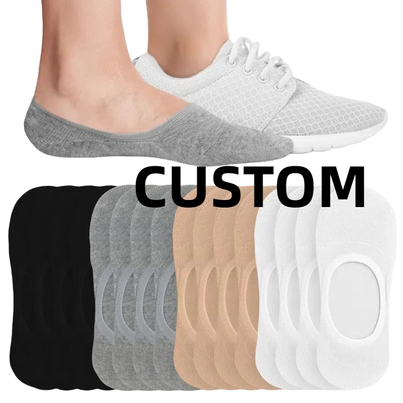 Amostra Grátis Logotipo Personalizado Moda Meias Invisíveis Femininas Crianças Unissex Antiderrapantes Baixa Corte Tornozelo Invisíveis para Casual