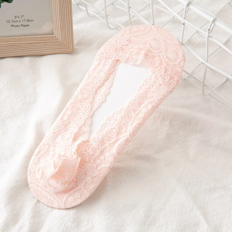 Meias de Seda de Gelo para Mulheres, Finas de Algodão, com Boca Rasa, Invisíveis, com Renda para o Verão