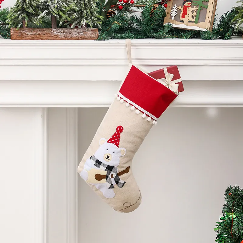 Sacos de presente de Natal, decoração de Natal para crianças, meias de presente
