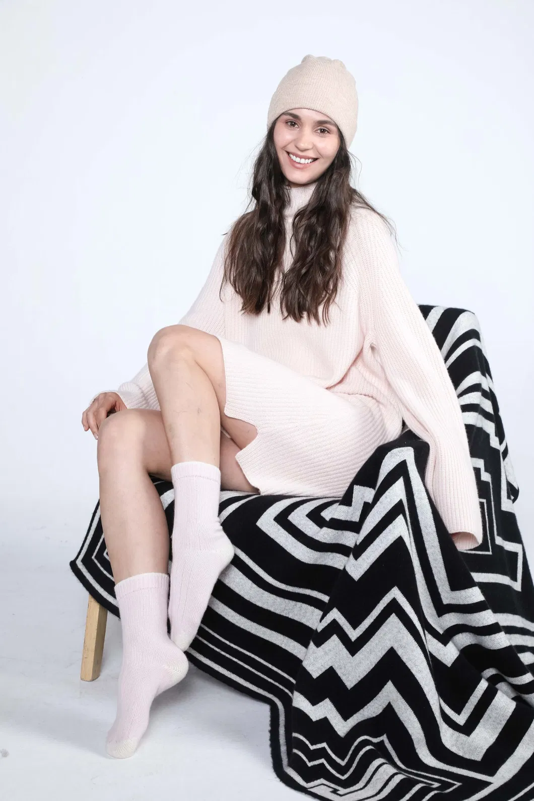 Meias de Cama de Lã Merino / Cashmere Bicolor Acessórios de Vestuário